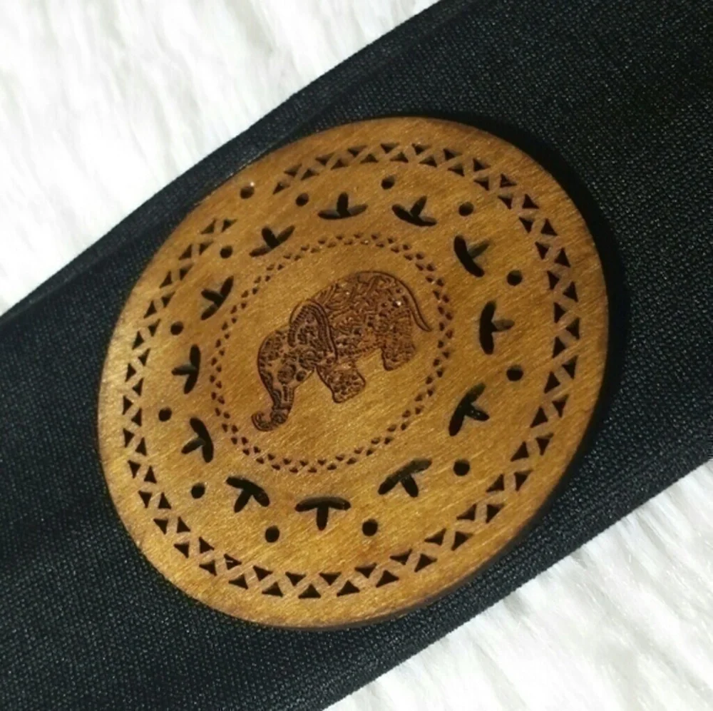Lucky Wood Carved Elephant Headband -Size OS